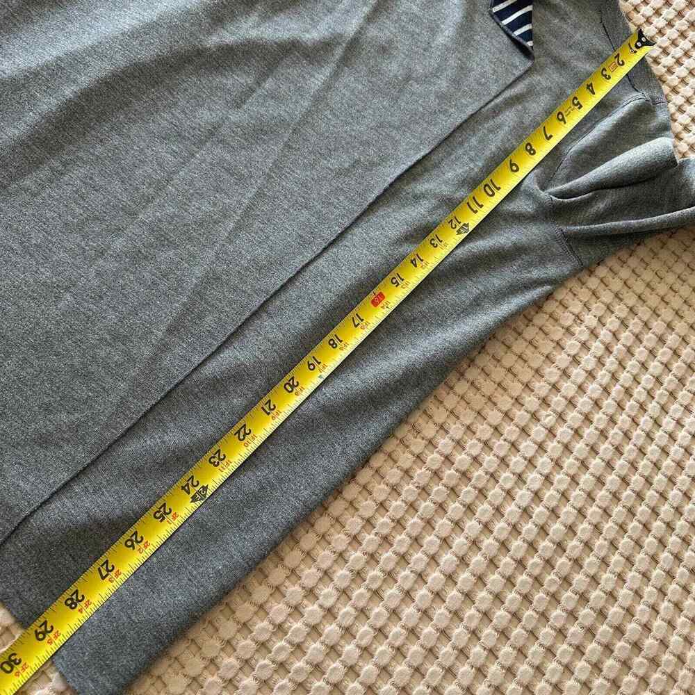 Weekends by Chico's Open Front Cardigan Gray Blue Inside Stripes Women's L - Picture 7 of 8